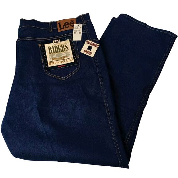 Vintage Lee Riders Jeans Men's Size 50x32 Blue Regular Fit Straight Leg Made USA